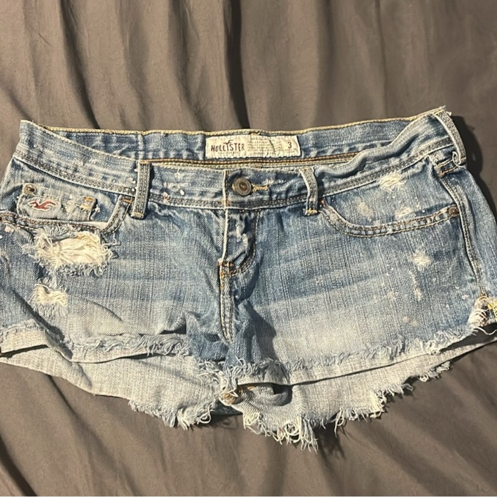 Hollister Women's Distressed Light Blue Jean Shorts